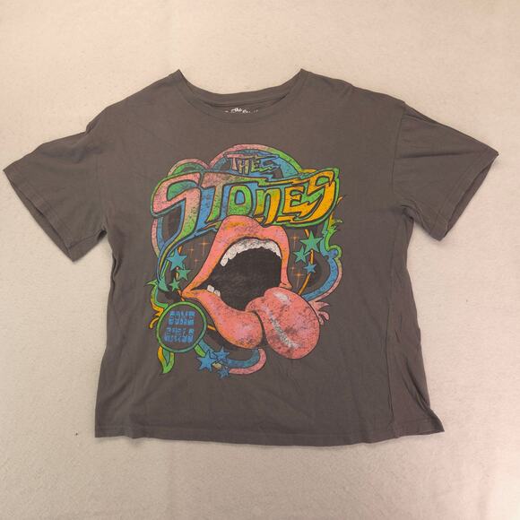 Rolling Stones Band Crew Neck Short Sleeve Graphic T Shirt Womens Size XL Gray - Picture 2 of 9
